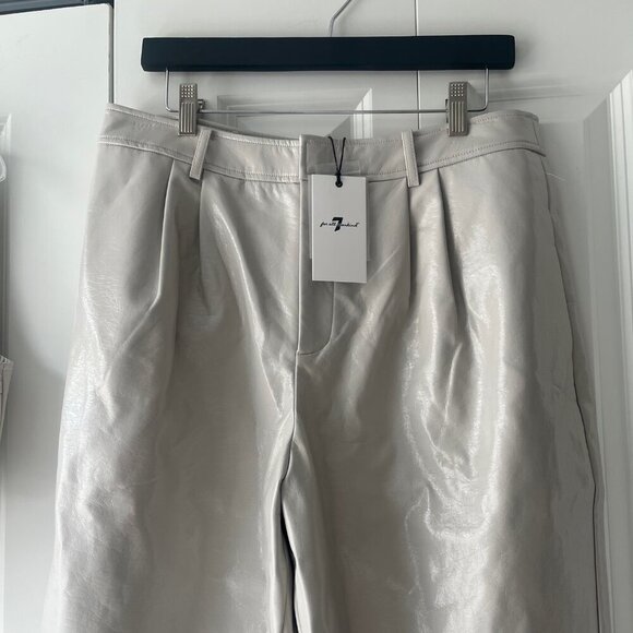 NWT 7 For All Mankind Vegan Leather Corset Vest Wide Leg Pant Set Beige Gray, L - Picture 5 of 9